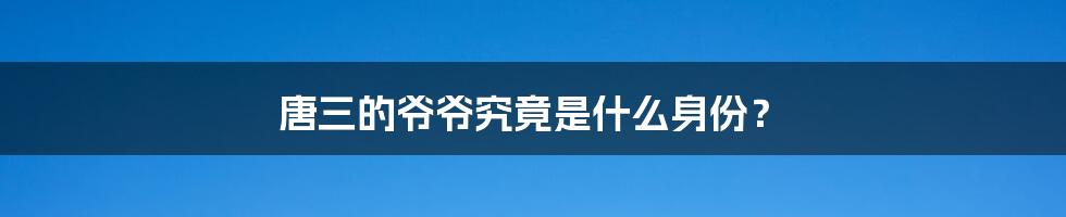 唐三的爷爷究竟是什么身份?