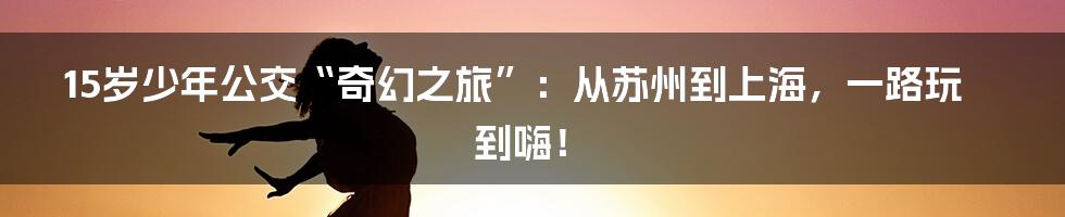 15岁少年公交“奇幻之旅”:从苏州到上海,一路玩到嗨!