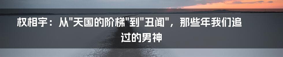 权相宇：从"天国的阶梯"到"丑闻"，那些年我们追过的男神
