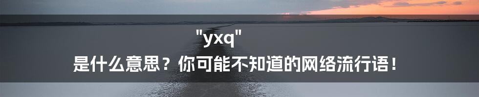 "yxq" 是什么意思?你可能不知道的网络流行语!