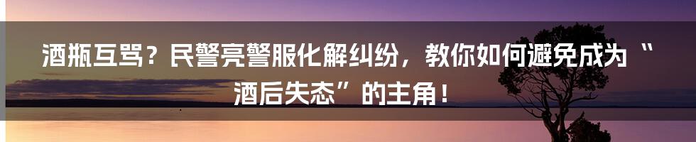 酒瓶互骂?民警亮警服化解纠纷,教你如何避免成为“酒后失态”的主角!