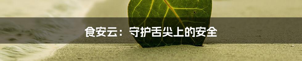 食安云:守护舌尖上的安全