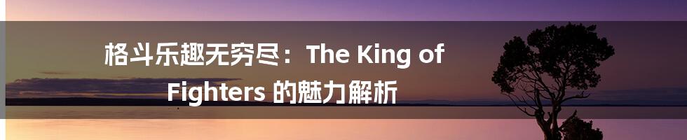 格斗乐趣无穷尽:The King of Fighters 的魅力解析