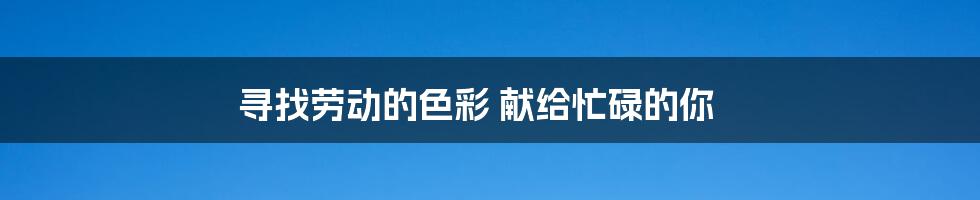 寻找劳动的色彩 献给忙碌的你