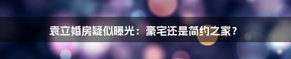袁立婚房疑似曝光：豪宅还是简约之家？