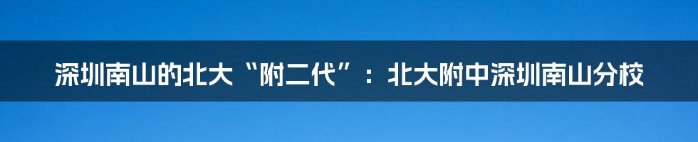 深圳南山的北大“附二代”:北大附中深圳南山分校