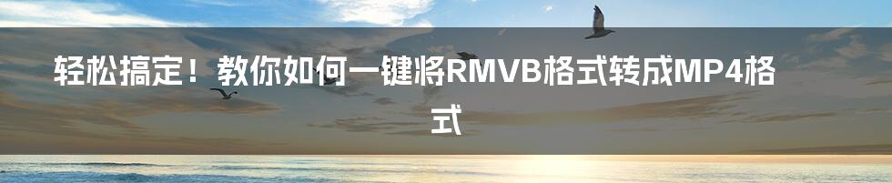 轻松搞定！教你如何一键将RMVB格式转成MP4格式
