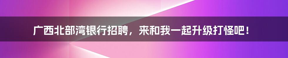 广西北部湾银行招聘,来和我一起升级打怪吧!
