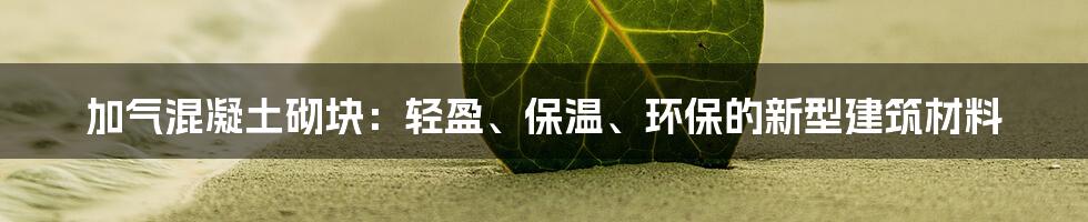 加气混凝土砌块：轻盈、保温、环保的新型建筑材料