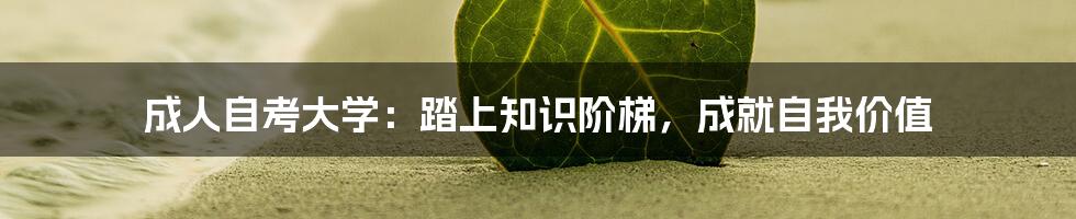 成人自考大学:踏上知识阶梯,成就自我价值