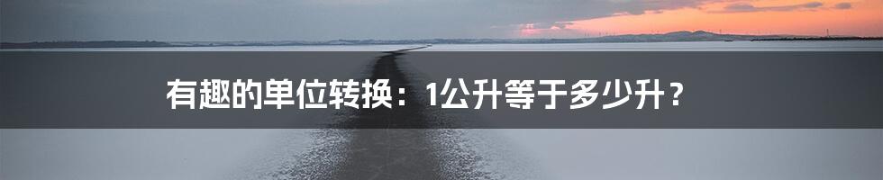 有趣的单位转换：1公升等于多少升？