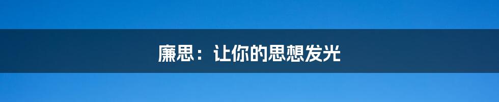 廉思:让你的思想发光