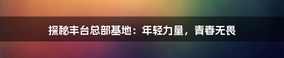 探秘丰台总部基地：年轻力量，青春无畏