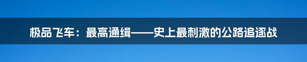 极品飞车：最高通缉——史上最刺激的公路追逐战