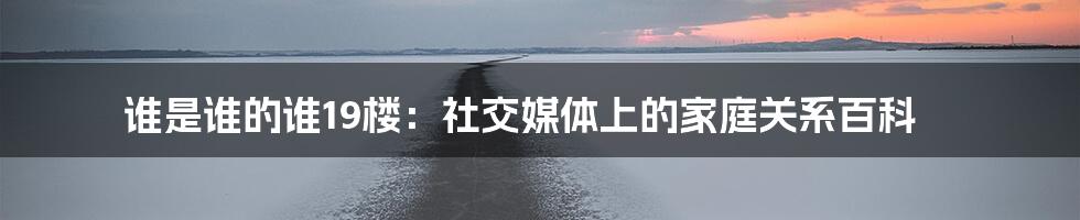 谁是谁的谁19楼:社交媒体上的家庭关系百科