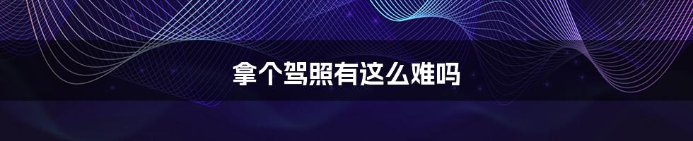 拿个驾照有这么难吗