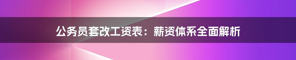公务员套改工资表：薪资体系全面解析