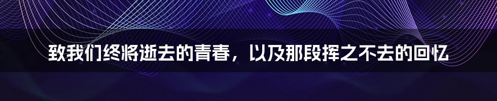 致我们终将逝去的青春,以及那段挥之不去的回忆