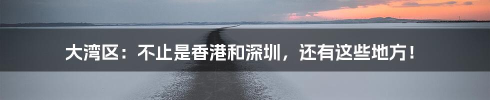 大湾区:不止是香港和深圳,还有这些地方!