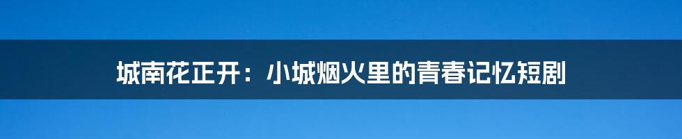 城南花正开:小城烟火里的青春记忆短剧