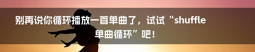 别再说你循环播放一首单曲了,试试“shuffle单曲循环”吧!