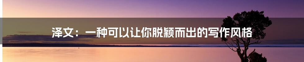 泽文:一种可以让你脱颖而出的写作风格