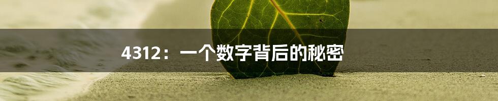 4312:一个数字背后的秘密