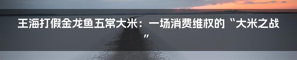 王海打假金龙鱼五常大米:一场消费维权的“大米之战”