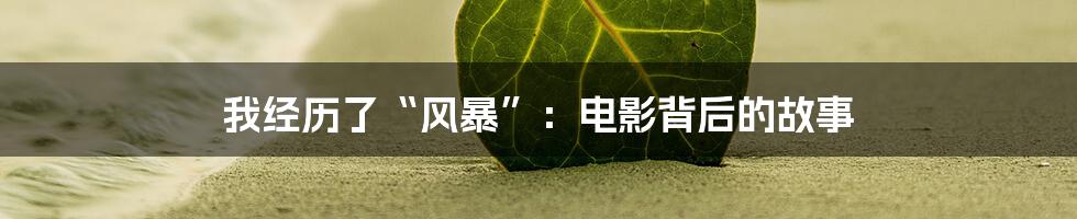 我经历了“风暴”:电影背后的故事