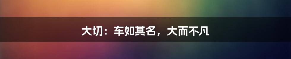 大切:车如其名,大而不凡