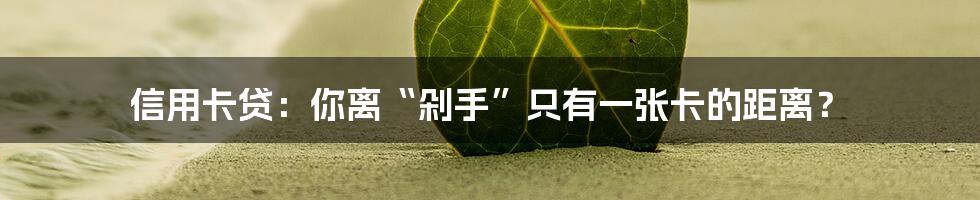 信用卡贷:你离“剁手”只有一张卡的距离?