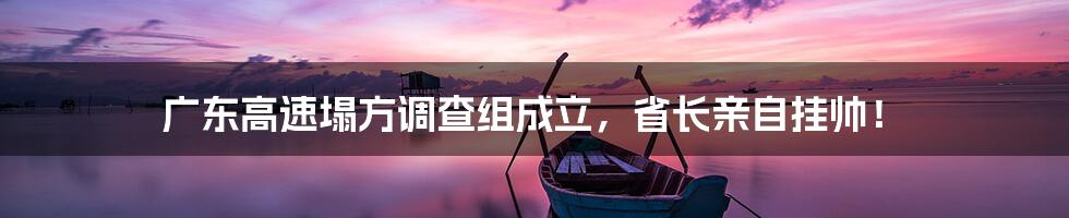 广东高速塌方调查组成立,省长亲自挂帅!