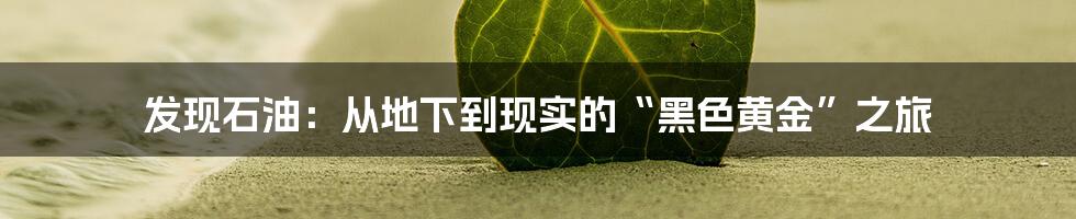 发现石油:从地下到现实的“黑色黄金”之旅