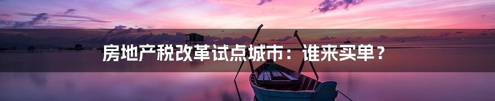 房地产税改革试点城市:谁来买单?