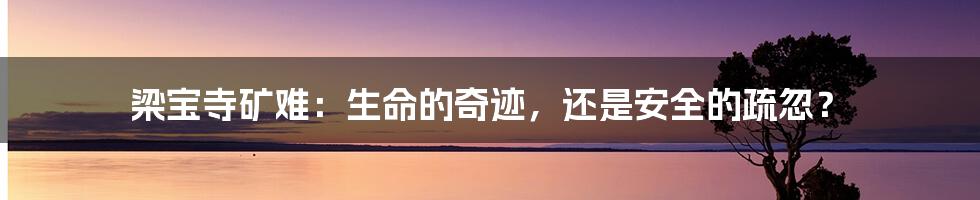 梁宝寺矿难：生命的奇迹，还是安全的疏忽？