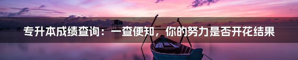 专升本成绩查询:一查便知,你的努力是否开花结果