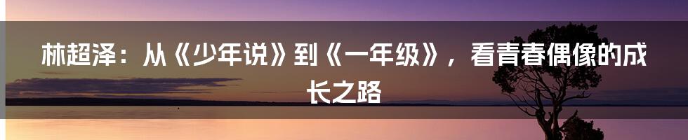 林超泽:从《少年说》到《一年级》,看青春偶像的成长之路