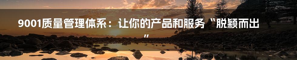 9001质量管理体系:让你的产品和服务“脱颖而出”