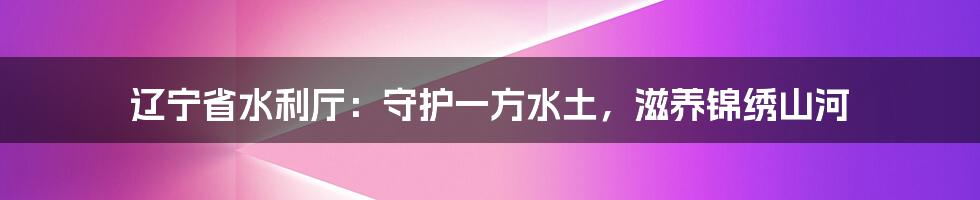 辽宁省水利厅：守护一方水土，滋养锦绣山河