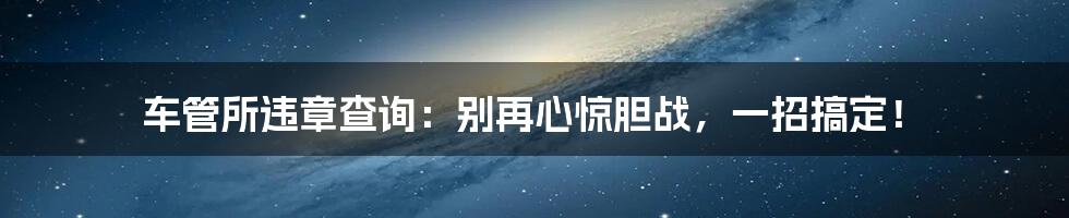 车管所违章查询：别再心惊胆战，一招搞定！