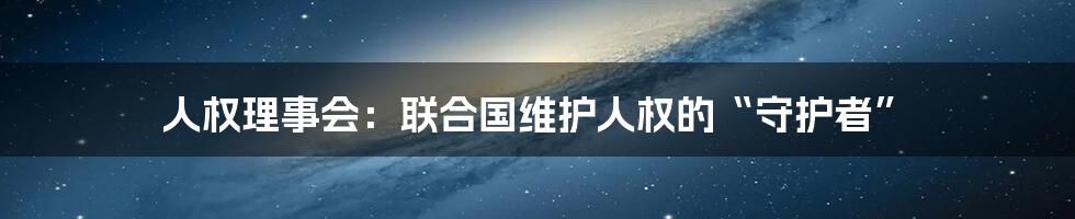 人权理事会:联合国维护人权的“守护者”