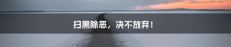 扫黑除恶,决不放弃!