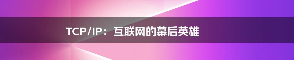 TCP/IP：互联网的幕后英雄