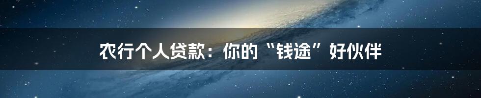 农行个人贷款:你的“钱途”好伙伴