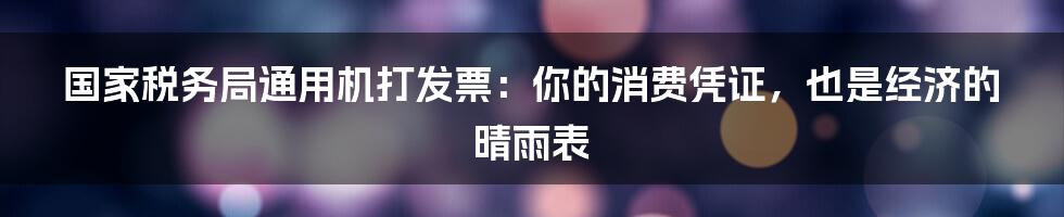 国家税务局通用机打发票:你的消费凭证,也是经济的晴雨表