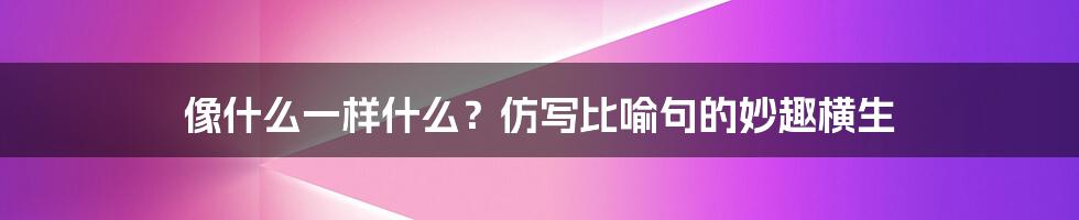 像什么一样什么?仿写比喻句的妙趣横生