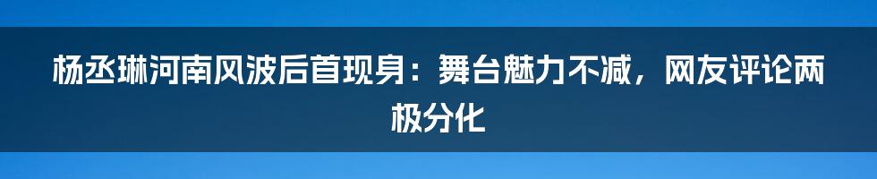 杨丞琳河南风波后首现身:舞台魅力不减,网友评论两极分化