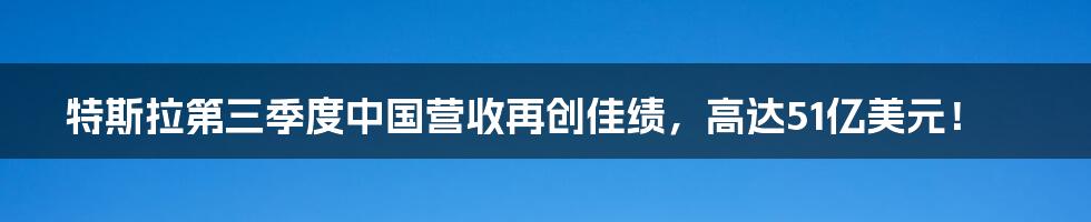 特斯拉第三季度中国营收再创佳绩,高达51亿美元!