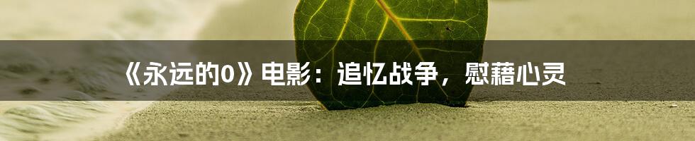 《永远的0》电影:追忆战争,慰藉心灵