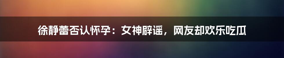 徐静蕾否认怀孕：女神辟谣，网友却欢乐吃瓜